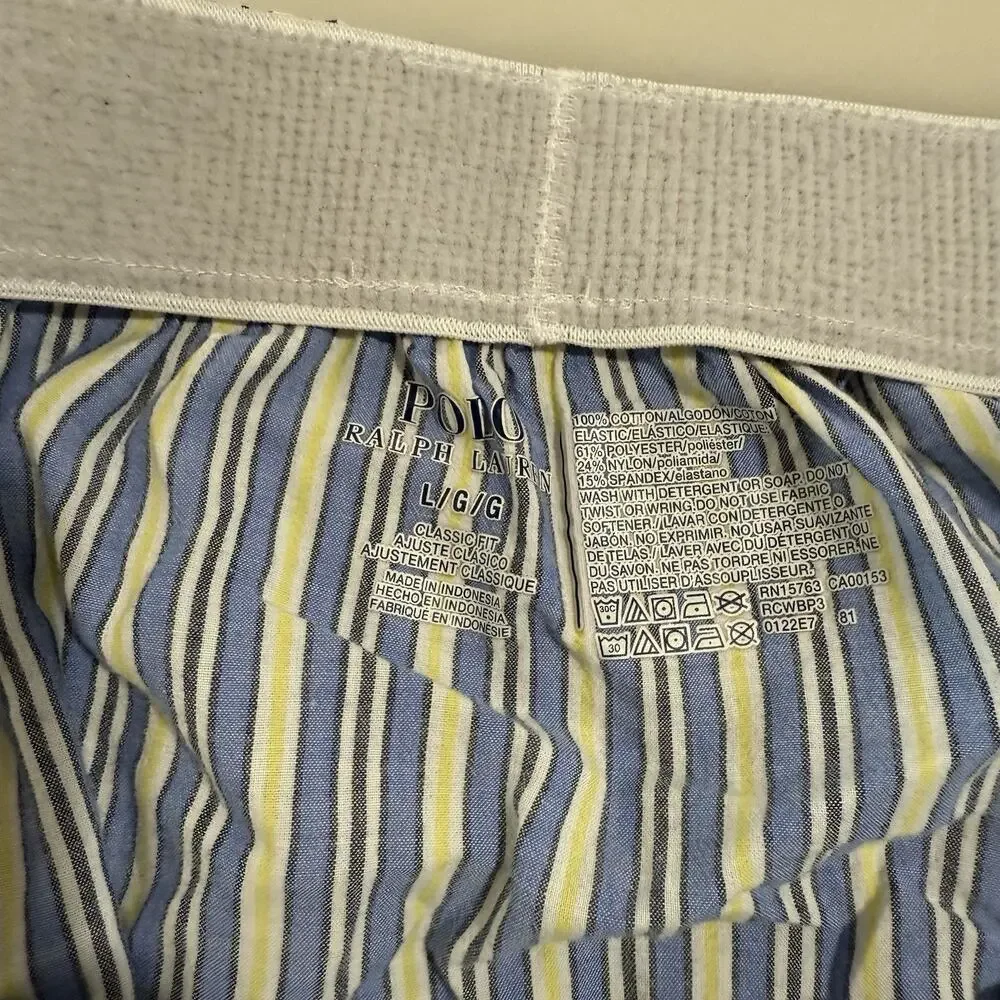 Polo Ralph Lauren Boxer Shorts Mens Large Blue Stripe Lightweight Underwear